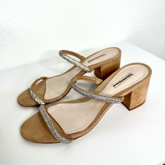 Schutz S-Derika Tan Heeled Sandals Size 7 Sparkly Straps - Picture 5 of 7